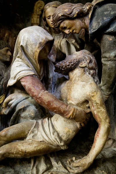 Altaarstuk, rechterpaneel, detail, De kruisafneming door Ligier Richier